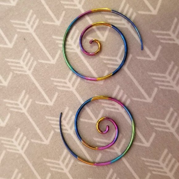 Jewelry - Rainbow titanium spiral earrings
